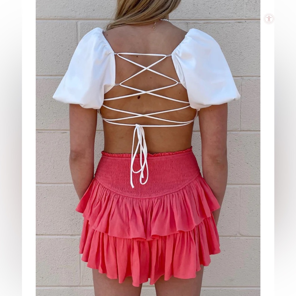 Rock N Rags Sunshine Daydream Skirt in Coral | Tiered Preppy Skirt | NWOT Sz: S - Picture 7 of 16